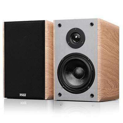 Pyle 5.25" Home Audio Speakers, 2-Way Passive Bookshelf, 200W Max Power, 1" Silk Dome Tweeter, Composite Woofer, Gold Plated 5 Way Binding Post, Rubber Surrounds, Beautiful Wood Grain Finish - Pair