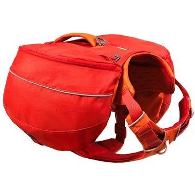 Ruffwear Palisades Dog Backpack, Multi-Day Pack with Removable Saddlebags, Breathable Adjustable Harness, Reflective Trim, Red Currant, Medium