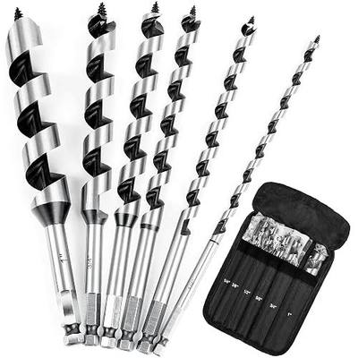6Pcs 9" Long Auger Drill Bit Set for Wood,1/4",3/8",1/2",5/8",3/4",1" Inch | Ship Auger Drill Bit Set for Soft and Hard Wood, Plastic, Drywall and Composite Materials