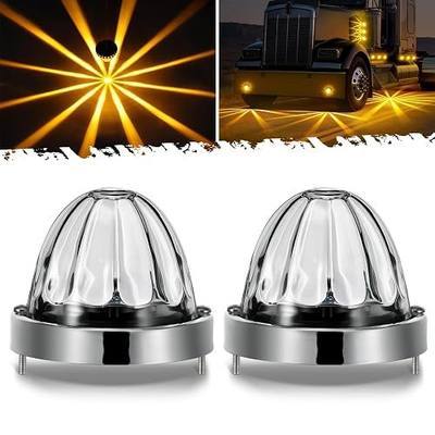Partsam 2Pcs 3.5" Glass Lens Watermelon Strobe Lights, Amber LED Turn Signal Marker Light Suitable for 10-30V Vehicles, Semi Trucks, Trucks, Pickup, Off-road, Aluminum Alloy Base,IP65 Waterproof
