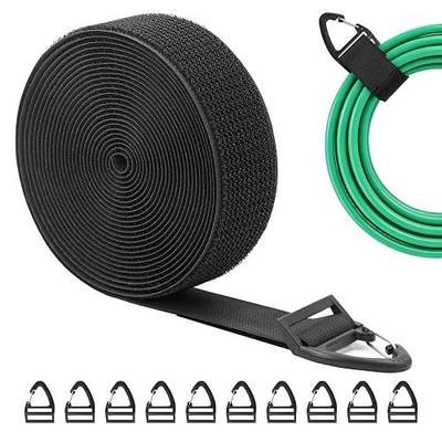 Heavy Duty Long Storage Straps, Adjustable Hook and Loop Straps with Carabiner Clips for Fastening and Hanging on wall for Extension Cords, Hoses, Cables, Ropes for Home, Garage or Workshop