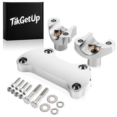 Chrome 1-1/4" inch Handlebar Riser/Top Clamp Kit for Harley Touring Softail Dyna Sportster, (2"Tall ;for 1.25" Handlebar)