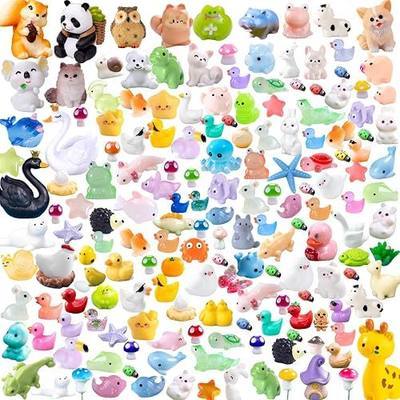 150 Pcs Mini Resin Animals Figurines, Mixed Tiny Resin Figures Bulk Fairy Garden Décor Micro Landscape Ornaments Dollhouse Craft Accessories DIY Slime Charms for Christmas Halloween Fillers Stuffers