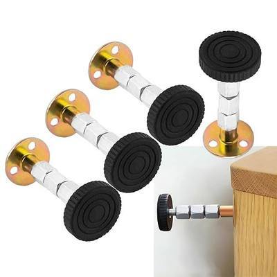 4 Pack Adjustable Threaded Bed Frame Anti-Shake Headboard Stoppers | Eliminates Furniture Wobble & Squeaky Noise, Works for Bed Frames, Desks, Sofas, Cabinets and Doors (Silver, 1.1-4.1in)