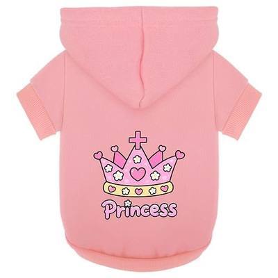 Chihuahua Dog Hoodie with Leash Hole: Pink Crown with Cross Printed Sweatshirt Coat - Warm & Stylish Pet Clothes Perfect for Winter & Cool Summer Nights Pink S