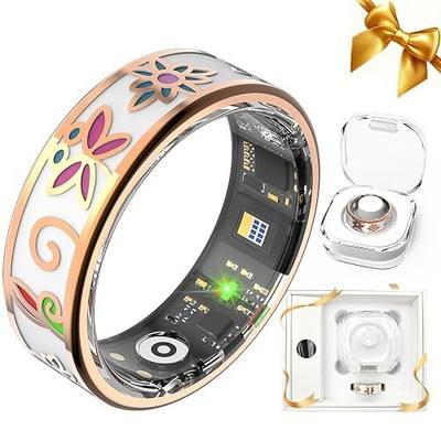 Enamel Craft Smart Health Rings for Women Men, Sleep Tracker with Heart Rate, Blood Oxygen, Fitness Ring for Activity Monitoring, No Subscription (Enamel Color, 7#)