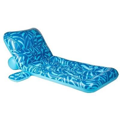 Aqua Dream Lounger Pool Float with Caddy - Inflatable Adult Raft with Headrest Pillow, Built-in Drink Holder, Full Body Floating Lounge for Relaxation, Durable PVC, 63 x 29 in