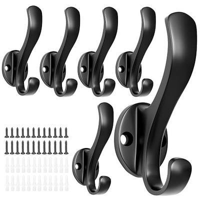 Heavy Duty Coat Hooks - 6 Pack Aluminum Alloy Wall Mounted Hooks for Hanging Jacket, Clothes, Bags, Hat | Durable Metal Utility Wall Hooks for Entryway, Closet, Mudroom, Bathroom, Garage