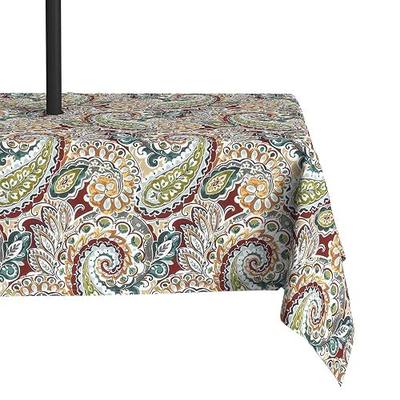 LVTXIII Rectangle Outdoor Tablecloth with Umbrella Hole and Zipper, Water-Repellent 60 x 84 Inch Patio Table Cover for Picnic, Garden, Backyard Dining, Vibrant Paisley