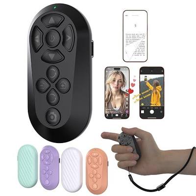 Wireless Remote Controller for iOS/Android Bluetooth Remote Control for TikTok Scrolling/Camera/Video Recording/Kindle App (Black)