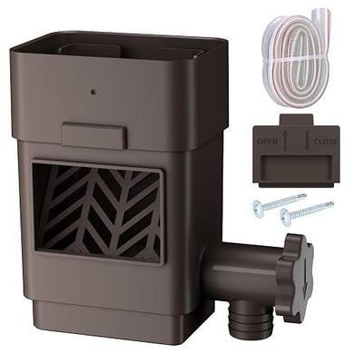 WADEO Upgraded Rain Barrel Diverter Kit for 2x3 or 3x4inch Downspouts Brown | Gutter Diverter for Rain Barrel with Built-in Filter Screen,Enhanced Water Capacity, Adjustable Valve, 39.37''Hose