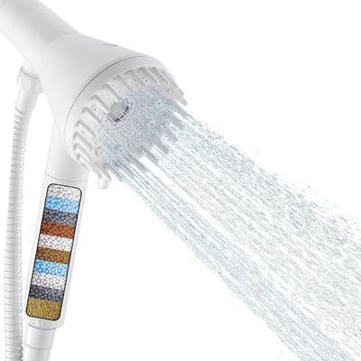 2026 Magnetic Filtered Shower Head with Handheld– High Pressure Showerhead with Power Wash Mode, Chlorine Removal, Massage Brush, Pressure Adjustable, One-Touch Pause (White)