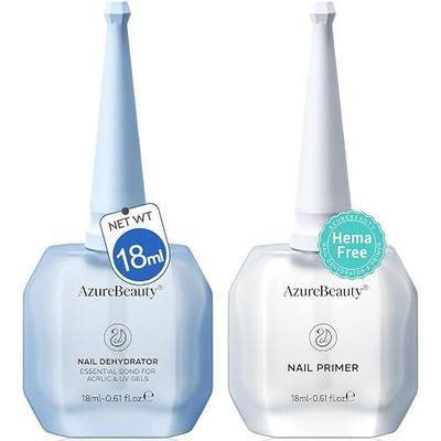 AZUREBEAUTY 18ml Nail Dehydrator and Primer, Acid-Free Nail Prep Kit | Hema-Free No Lifting Bond for Gel Polish & Acrylic, Quick Dry Professional Natural Nail Primer for Long Lasting Manicure