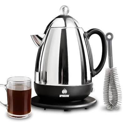 APOXCON Electric Coffee Percolator Stainless Steel Coffee Maker with Clear Brew Progress Knob & Cleaning Brush Auto Keep Warm Cordless Serving elegant design Coffee pot with On/OFF Switch (10 Cup)