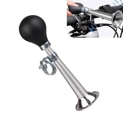 Bicycle Air Horn, Rubber Hand Squeeze Bulb Bike Horn, Classic Vintage Chrome Metal Hooter, Universal for Vehicles, Bicycles, Golf Carts (Silver)