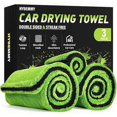 2+1 Pack Car Drying Towels – Microfiber Towels for Cars (36" x 24"), Ultra-Absorbent, Streak-Free, Scratch-Free, No Water Spots, Double-Twist Pile & Edgeless Design, Grey Green