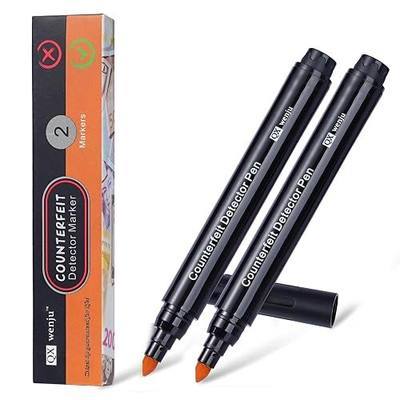 2Pack Counterfeit Money Detector Pen, Tilted Nib Design, Distinguishes Genuine from Counterfeit Banknotes,High-Capacity Ink —Office Supplies, Essential Tool for Loss Prevention