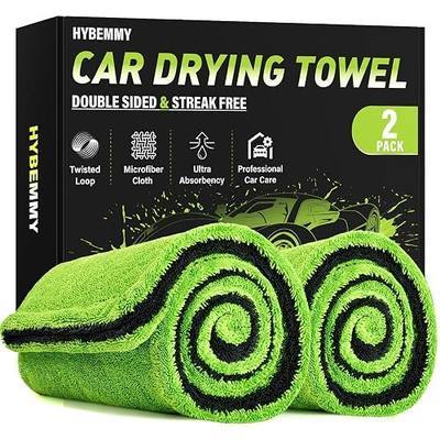 2 Pack Car Drying Towels – Microfiber Towels for Cars (36" x 24"), Ultra-Absorbent, Streak-Free, Scratch-Free, No Water Spots, Double-Twist Pile & Edgeless Design, Green