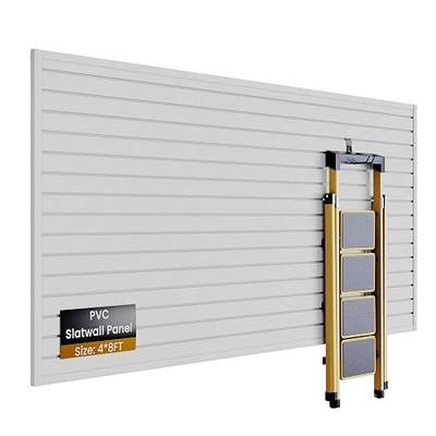 SMARTSTANDARD Heavy Duty PVC Slatwall Panels 4x8 ft, Interlocking Garage Wall Organizer System, Tool Board for Retail Display, Workshop & Home Storage - White
