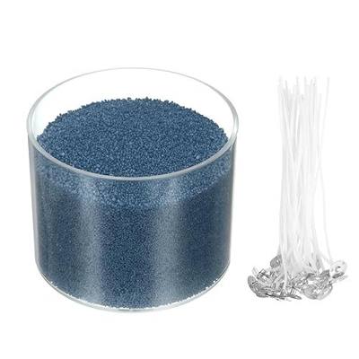 MECCANIXITY Pearled Sand Candles with 20 Pcs Wicks 7Oz / 200g Candle Beads Refillable Powder Sand Wax Making Kit for Thanksgiving Christmas Wedding Party DIY Home Crafts, Sea Blue