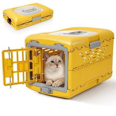Cat Carrier Pet Carrier for Cat, Plastic Collapsible Cat Carrier Hard for Camping Vet Visits Travel, Fully Breathable Pet Travel Carrier Crate Under 13LBS (18.9" L x 11.8" W x 12.6" H)