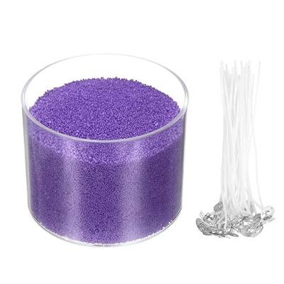 MECCANIXITY Pearled Sand Candles with 20 Pcs Wicks 7Oz / 200g Candle Beads Refillable Powder Sand Wax Making Kit for Thanksgiving Christmas Wedding Party DIY Home Crafts, Purple