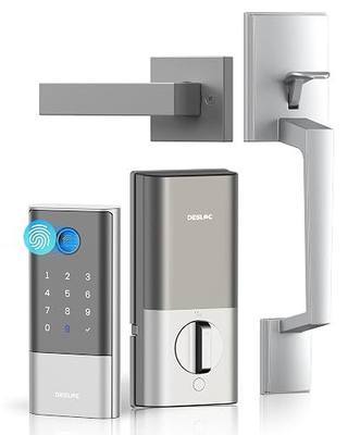 DESLOC Fingerprint WiFi Smart Lock K120 Handle Set, 16 Month Last Battery | Rechargeable Keyless Entry Front Door Lock 15000mAh, APP Control, IP65, BHMA Grade3, 3D GPT Recognition, Auto lock, Sliver