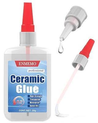 (2-in-1) Ceramic Glue with Brush Applicator & Nozzle,China Porcelain and Pottery Repair,Super Instant Glue Bonding Between Ceramics,Waterproof Clear