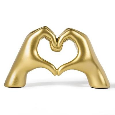 Gold Decor Living Room – Mini Small Heart Hands Sculpture – Shelf Decor Aesthetic – Cute Home Accent Table & Shelves – Love Statue - Gifts Girlfriend, Wife, Women, Teen Girls, Valentine (Gold, Mini)