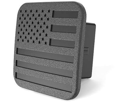 2" Black American Flag Hitch Plug Cover | for 2 Inch Receiver, Heavy Duty Rubber for Trucks, SUV, Tow Hitch Receiver Plug, No Pin Needed (Fit 2" receivers)