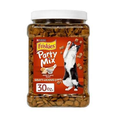 Purina Friskies Party Mix Gravy-Licious Crunch Chicken and Gravy Flavors Cat Treats - 30 oz Canister