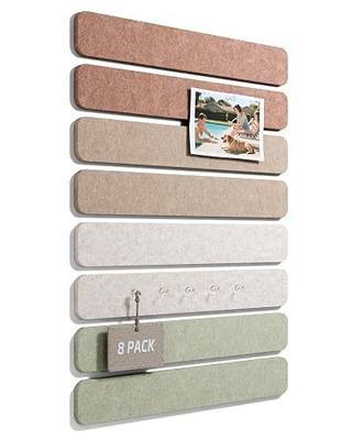 Fluxynara 13" x 2" Felt Strip Board, Boho | 8-Pack Cork Board Alternative with 50 Push Pins, Adhesive Mounting for Bedroom Door or Home Office