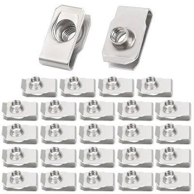 M6 U-Style Clip-On Nut,Regular Extruded U-Nut,Stainless Steel 18-8 (304) U-Type Clip Nuts for Automotive Metal Fender Grill Retainer Clips,Pack of 25