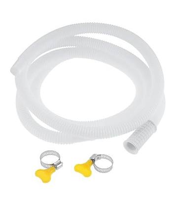 2m AC Dehumidifier Drain Hose w/2 Clamps, Washer Drain Pipe | 2m Flexible Corrugated Drain Tube, 2 Yellow Hand Clamps, Fits AC, Dehumidifier, Semi-Auto Washer, Dishwasher