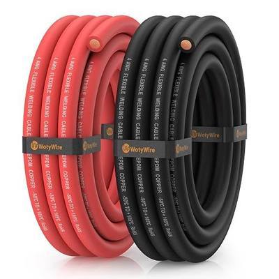 4 Gauge Wire Heavy Duty Battery Cable, 10FT Red + 10FT Black | Oxygen-Free Copper, EPDM Insulated, High Conductivity, Flexible Welding Cable for Solar/Battery/Automotive/Inverter/RV/Marine