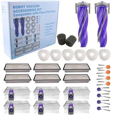 Replacement Accessories Parts Kit Compatible with Narwal Freo Z10 Ultra/Freo Z10 - Includes 6 Dust Bags, 6 Mop Pads, 6 Filters, 8 Side Brushes, 2 Rubber Main Brushes, 2 Water Tank Filter Sponge