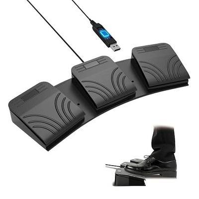 USB Triple Foot Pedal, Programmable Silent Optical HID Keypad | PC Mac Linux Compatible, Onboard Memory, Custom Hotkeys, 3-Key Desk Workflow Control