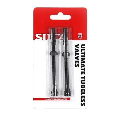 SILCA Ultimate Tubeless Valves – Aluminum High Flow Tubeless Presta Valve Stems – Insert Compatible Bicycle Tubeless Valves – 70mm – 2 Pack