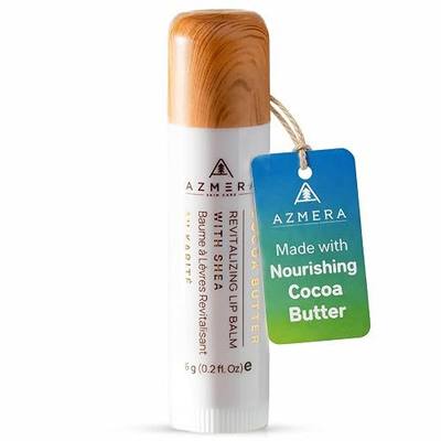 Azmera Cocoa Butter Lip Balm - Organic Shea Butter from Ghana Chapstick for Dry Chapped Lips - Double Butter Lip Moisturizer - Made in USA - 6g Stick