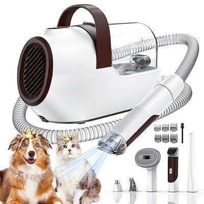 Dog Grooming Vacuum, Dog Grooming Kit with Pet Clipper Nail Grinder, 6 Pet Grooming Tools(Mahogany)