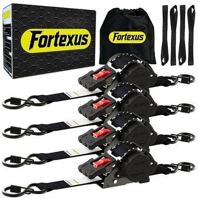 Retractable Ratchet Straps 1'' x 12 ft Tie Downs Automatic Ratchet Straps 1760lb Break Strength for ATV,Trailer,Motorcycle,Scooter,Pickup Truck,UTV,Kayak(Black Red,4 Pack)