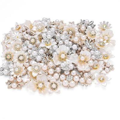 70PCS Rhinestone Buttons, Acrylic Faux Pearl Buttons, Flat Back Flower Embellishments for Crafts, Jewelry Making, DIY Wedding, Decoration, Clothes, Bags, Shoes, Christmas, Thanksgiving Gifts
