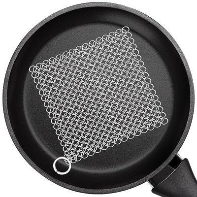 Cast Iron Cleaner, 6 Inch 316 Stainless Steel Skillet Cleaner, Cast Iron Scrubber with Hanging Ring, Chain Mail Scrubber for Griddle Skillet, BBQ Grills, Wok, Cast Iron Pan