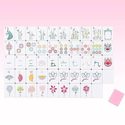 160 Pink Engraved American Mahjong Tiles Set with Carrying Bag and Accessories, 1.2’’ Mahjong Tile Set