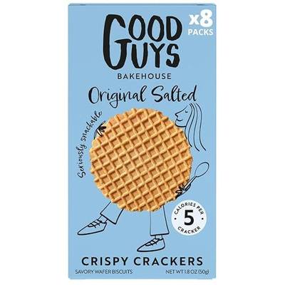 NEW! Good Guys Bakehouse Original Salted Crackers - 8 Packs - Tasty, Crispy, Healthy Crackers - Low Calorie Snacks - 39 Biscuits Per Pack - Non-GMO
