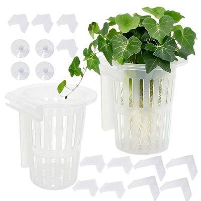 2 Pack Upgraded Aquarium Plant Holder, Large Fish Tank Plant Holder with Suction Cup and 3 Size Hooks for Different Tank Thickness
