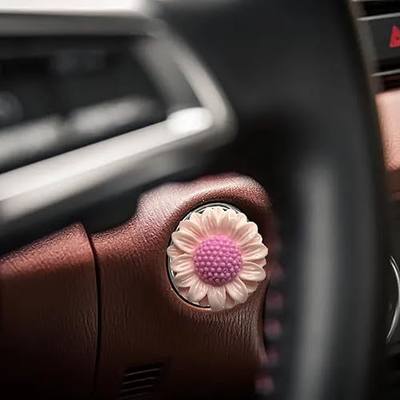 LKTEE Pink Flower Push Start Button Cover, Cute Car Decor | Flower push start button cover for car interiors, adding cute floral style to ignition buttons and daily drives.