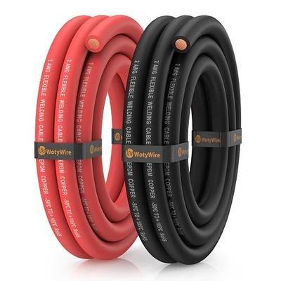 2 Gauge Wire Heavy Duty Battery Cable, 5FT Red + 5FT Black | Oxygen-Free Copper, EPDM Insulated, High Conductivity, Flexible Welding Cable for Solar/Battery/Automotive/Inverter/RV/Marine