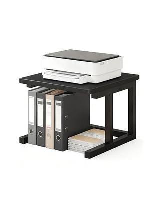 Desktop Printer Stand, 15.7″x 15.7″ 2-Tier Large Printer Shelf fit 3D Laser Printer/Scanner/Fax Machine, Industrial Storage Rack for Home Office Storage, Black P4040-B
