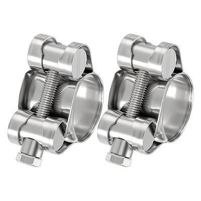 2 Packs 304 Stainless Steel T-Bolt Hose Clamps, Working Range 0.7" to 0.7"(17-19mm) Heavy Duty Turbo Intake Clamps, Metal Fuel Line Clamping for Turbo Tubes, Intercooler, Radiator